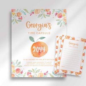 Sweet Peach First Birthday Time Capsule | Instant Download for Party Decor & Milestone Memory