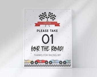 Race Car Party Favor Sign, Birthday Pit Stop (Digital Download)