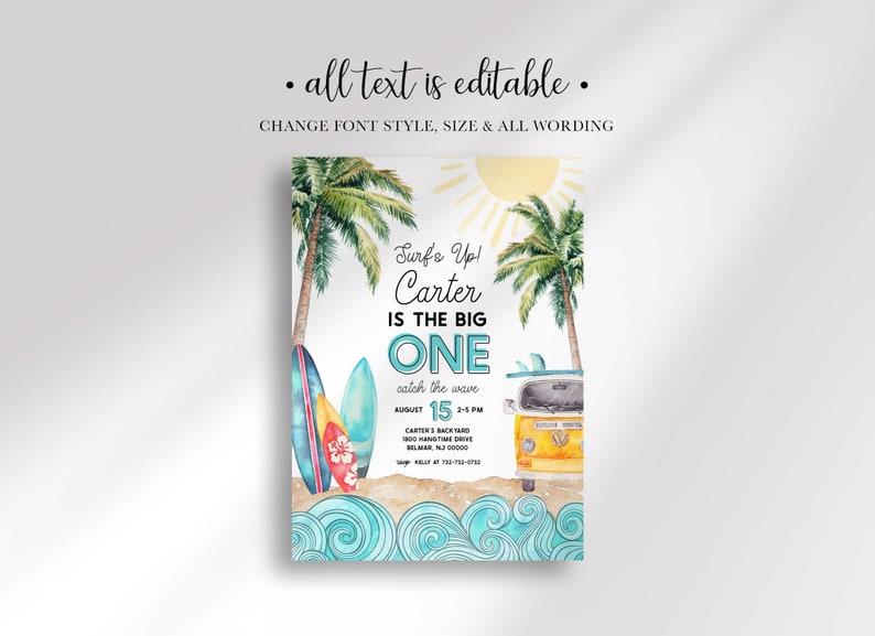 Editable the Big One Birthday Invitation Template Instant - Etsy