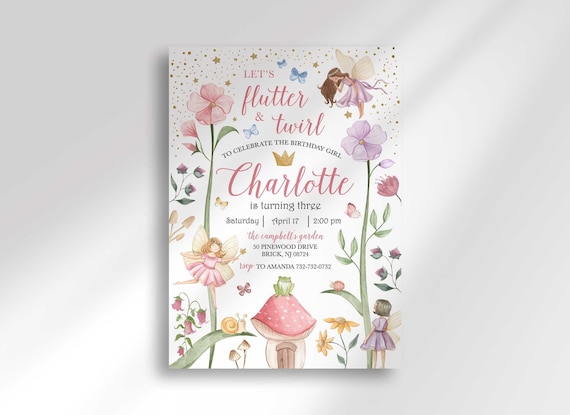 Enchanted Fairy Garden Birthday Invitation | Whimsical Forest Party Template | Magical Instant Download