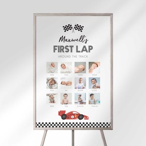 Editable ANY COLOR Race Car Birthday Photo Chart Template Instant Download | Edit Yourself then Print | Can Be Used For Any Age