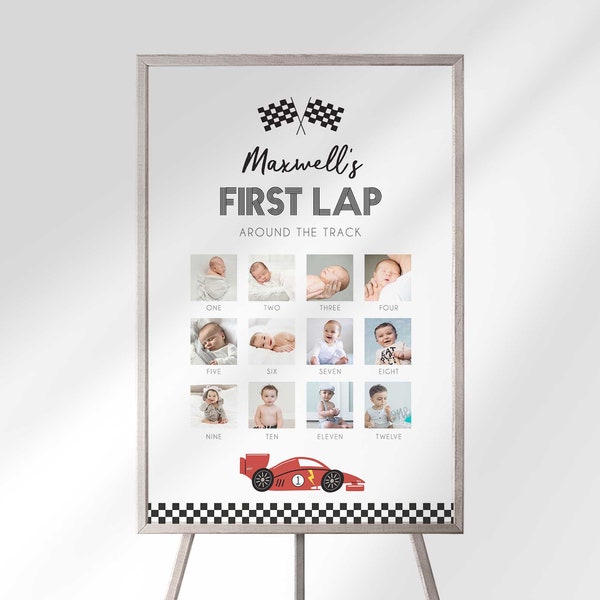 Editable ANY COLOR Race Car Birthday Photo Chart Template Instant Download | Edit Yourself then Print | Can Be Used For Any Age