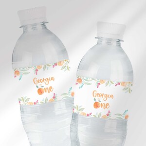 Editable Peach First Birthday Water Bottle Wrappers | Sweet as a Peach | Instant Download | Edit Yourself