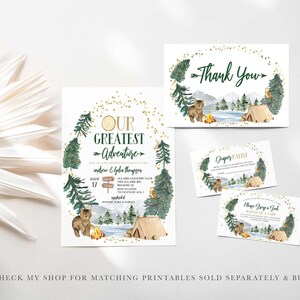 camping baby shower invitation set