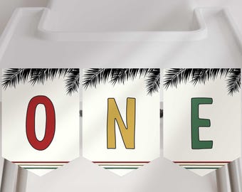 One Love First Birthday Kinderhochstuhl Banner, 1st Reggae (Digitaler Download)