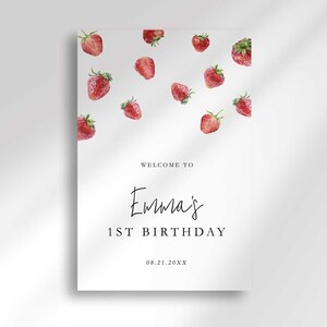 berry 1st birthday welcome sign