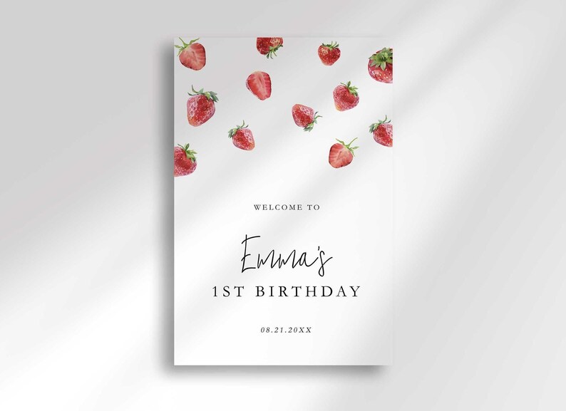 berry 1st birthday welcome sign
