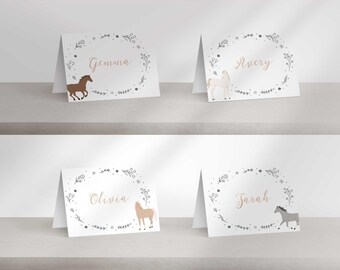 Customizable Pony Birthday Table Labels: Printable Fold-Over Cards for Food Gifts (Digital Download)