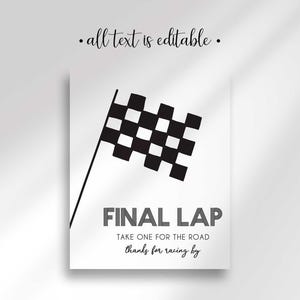 final lap party favor sign