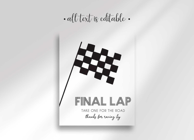 final lap party favor sign