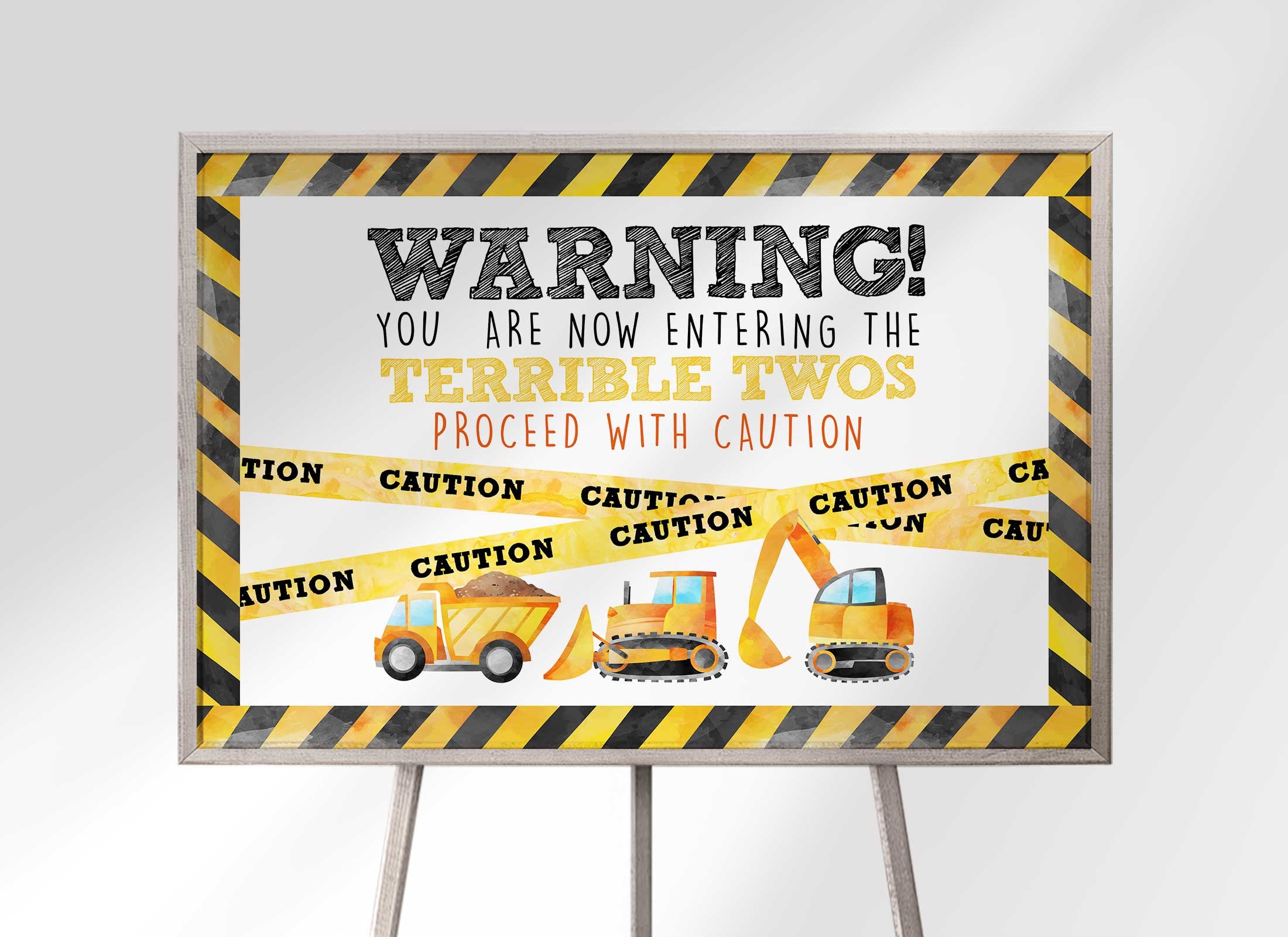 Construction Truck Birthday Welcome Sign | Terrible Twos Ahead