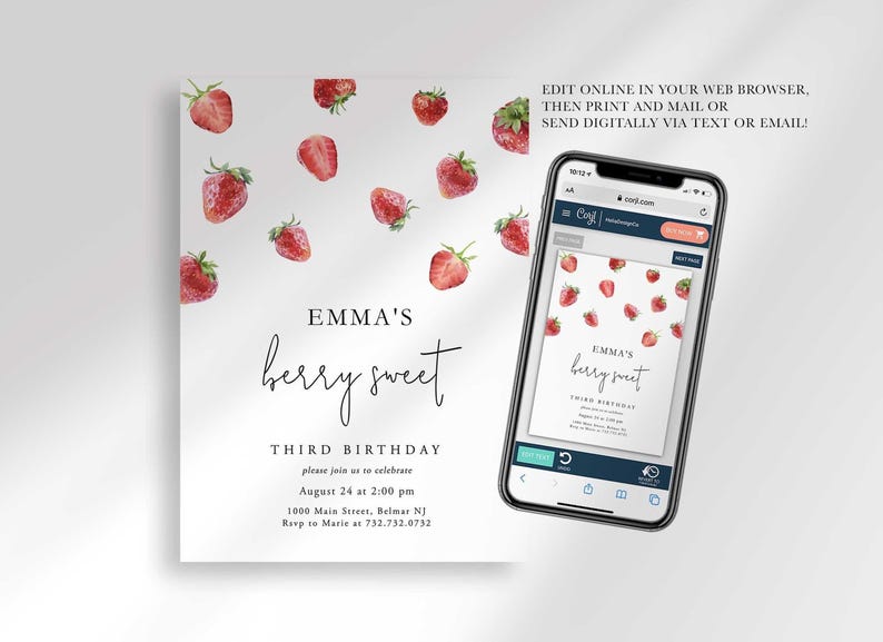 digital berry sweet invitation