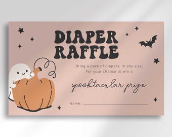 Little Boo Baby Shower Diaper Raffle Ticket, Spooky Ghost On the Way, Halloween Enclosure Card (Digital Download)