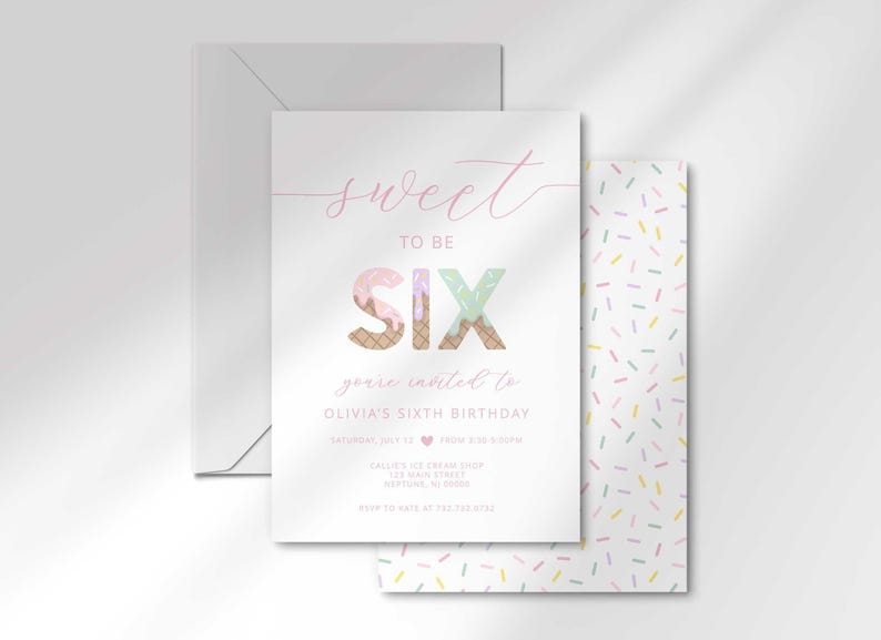 modern ice cream birthday invitation