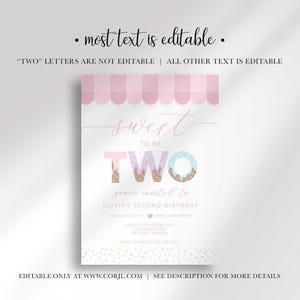 sweet to be two birthday invitation