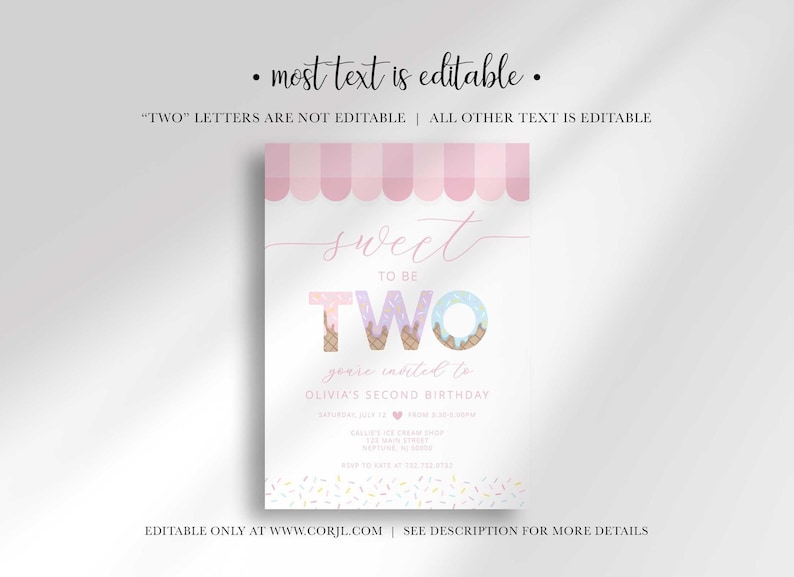 sweet to be two birthday invitation