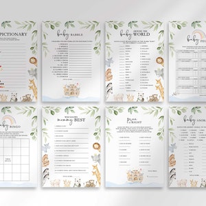 Editable Noah's Ark Baby Shower Game Bundle to Edit Yourself at Corjl ...