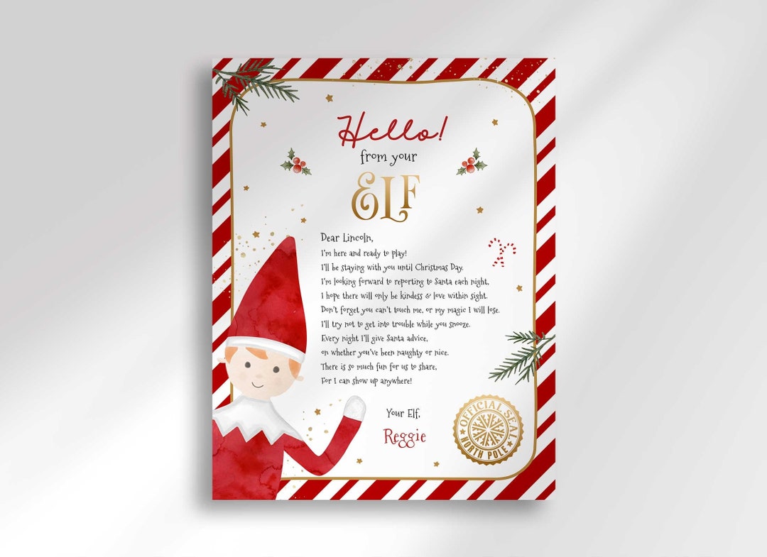 Editable Welcome Letter From Your Elf  8.5x11  I'm Back