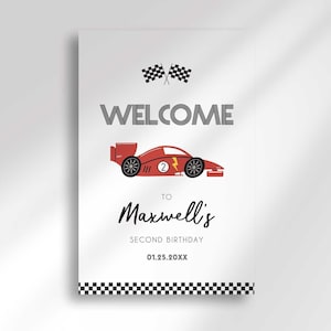 race car birthday party sign