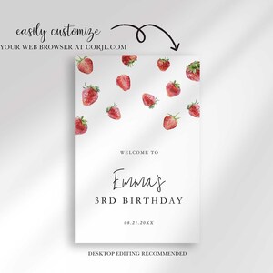 strawberry baby shower welcome sign