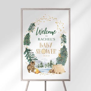 Woodland Baby Shower Welcome Sign: Adventure Theme (Digital Download)