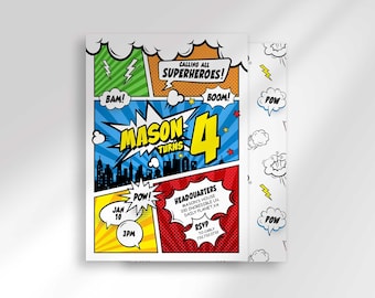 Comic Book Superheroes Birthday Invitation,