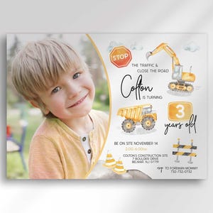 construction truck birthday invitation photo