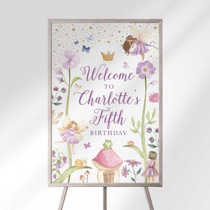 Editable Fairy Princess Welcome Sign Template Purple (Digital Download)