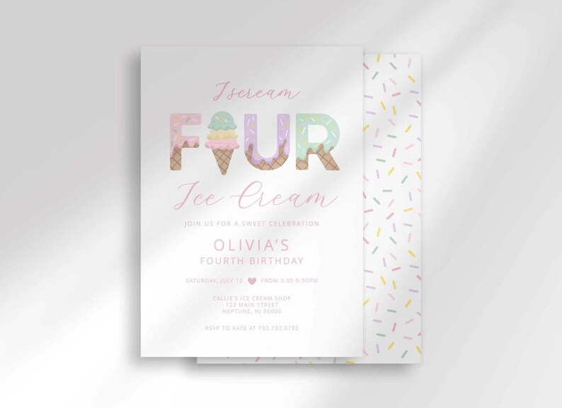 I scream four ice cream birthday invitation