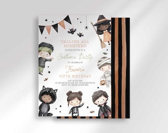 Calling All Party Monsters Halloween Birthday Invitation