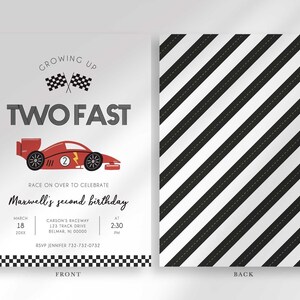 2 Fast Race Car Birthday Invitation