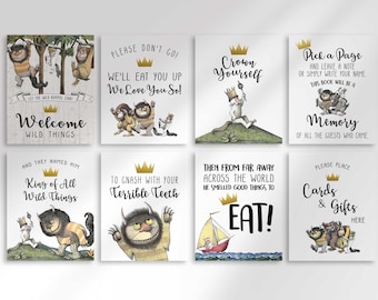 Where The Wild Things Are Party Signs | Wild One | Set of 8 Includes 8x10, 5x7 & 4x6 | Instant Download | Printable Posters