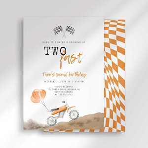 two fast dirt bike birthday invitation