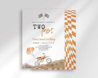 Invitación de cumpleaños con temática de motos de cross rápidas (descarga digital)