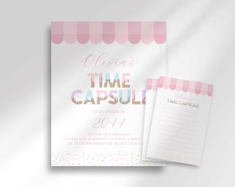 Sweet One Ice Cream Birthday Time Capsule Template (Digital Download)