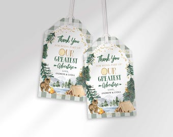 Adventure Thank You Tag: Editable Camping Party Favor (Digital Download)