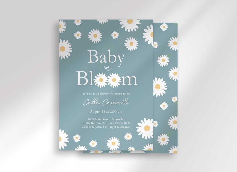blue baby shower invitation