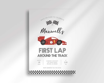 Race Car First Birthday Invitation: Editable Any Color (Digital Download)