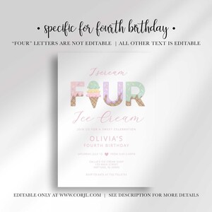 Editable ice cream birthday invitation