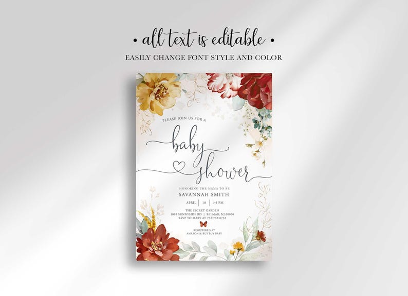 garden baby shower invitation