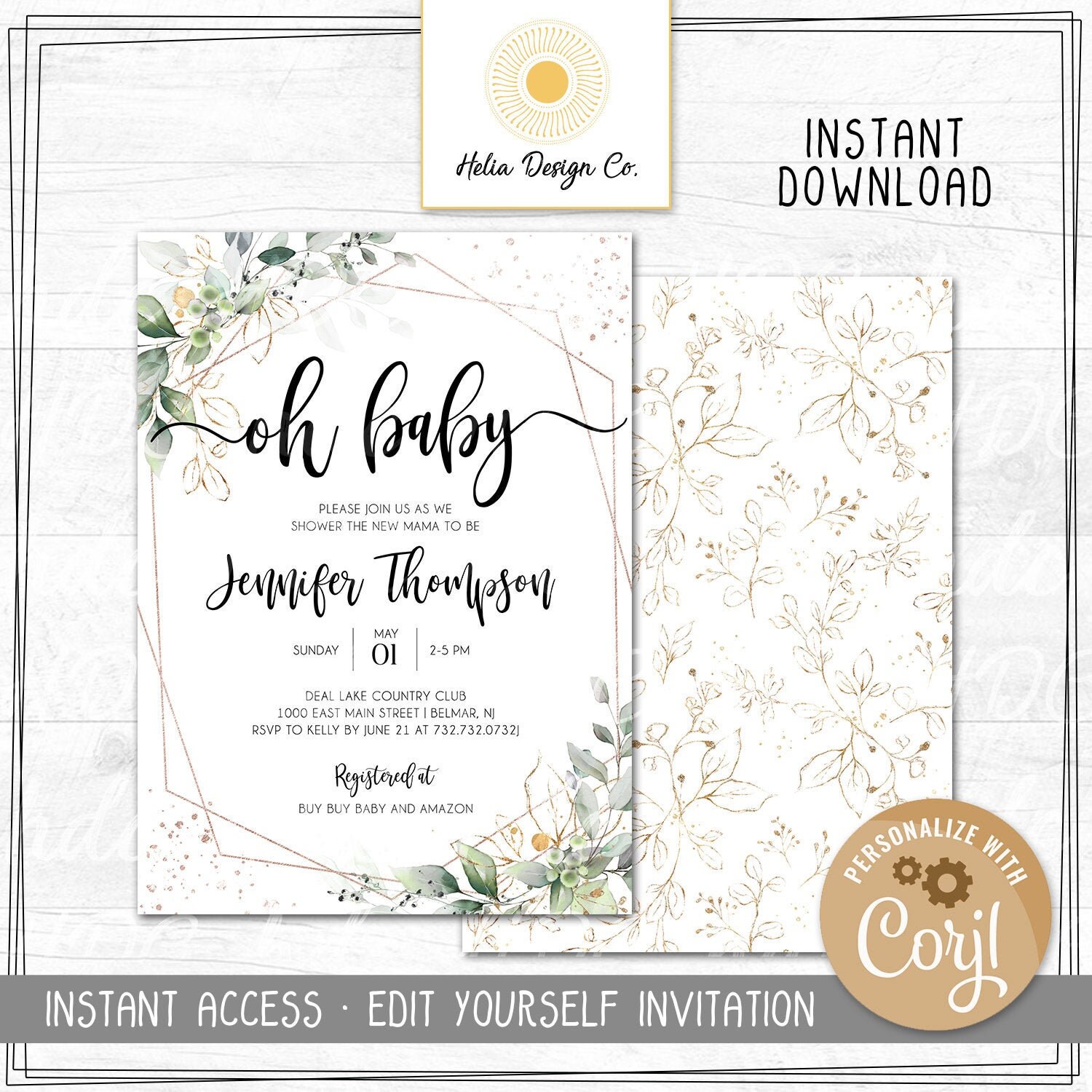 Edit Yourself Baby Shower Invitation Oh Baby Digital Etsy