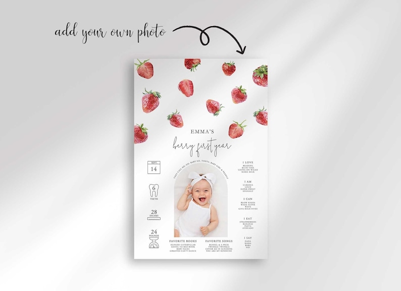 strawberry first birthday board