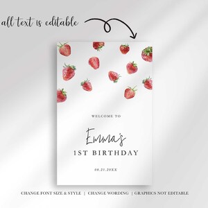 strawberry birthday welcome sign