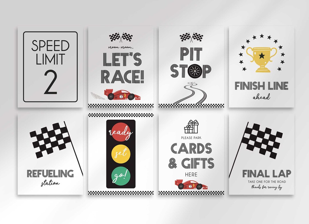 Editable Race Car Birthday Sign Package for Instant Download Edit and ...