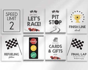 Editable Race Car Birthday Sign Package for Instant Download | Edit and Print Yourself | 8x10  Race Car Party Signs
