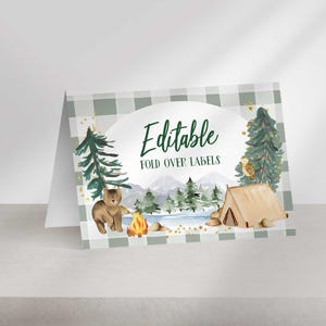Camper First Birthday Table Tent Labels: Editable Food Cards (Digital Download)