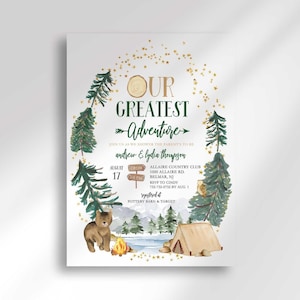 Adventure Baby Shower Invitation: Woodland Camper Theme