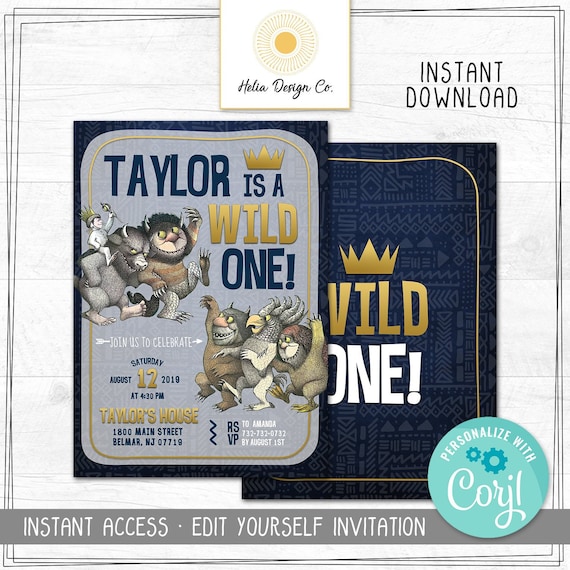 Edit in Corjl Printable Invitation Digital Download Edit Yourself Where The Wild Things Are Invitation NEW