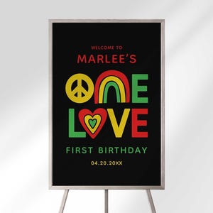 Reggae One Love Birthday welkomstbord Rasta Party Decor mijlpaalbord (digitale download)