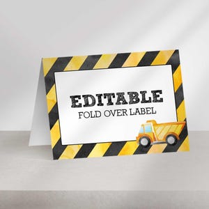 Editable Construction Birthday Table Labels Printable DIY BC1 (Digital Download)